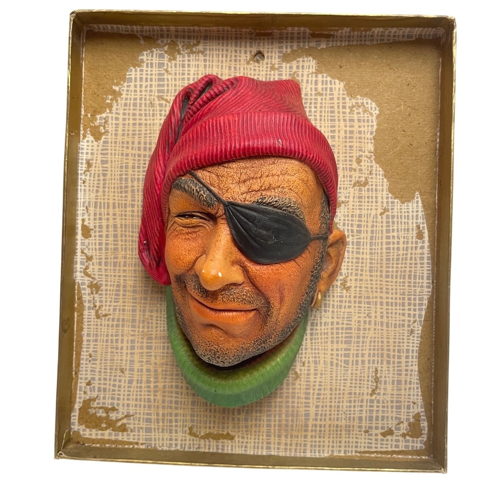 Vintage Bossons Smuggler Character Head Wall Mask Chalkware England Original Box